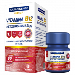 Vitamina B12 Frutas Vermelhas Catarinense Nutrição Caixa 60 Comprimidos Mastigáveis