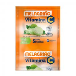 Pastilha de Vitamina C Melagrião® sabor Limão sem açúcar - Sachê com 5 Pastilhas