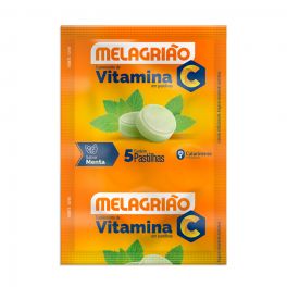 Pastilha de Vitamina C Melagrião® sabor Menta com açúcar - Sachê com 5 Pastilhas