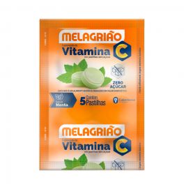 Pastilha de Vitamina C Melagrião® sabor Menta sem açúcar - Sachê com 5 Pastilhas
